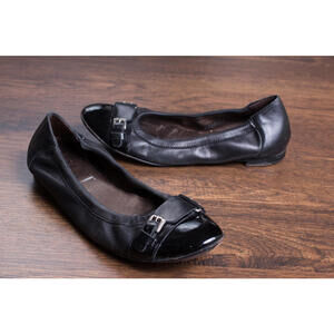 Women's AGL Attilio Giusti Leombruni Patent Black Ballet Flats Sz 37 / US 7